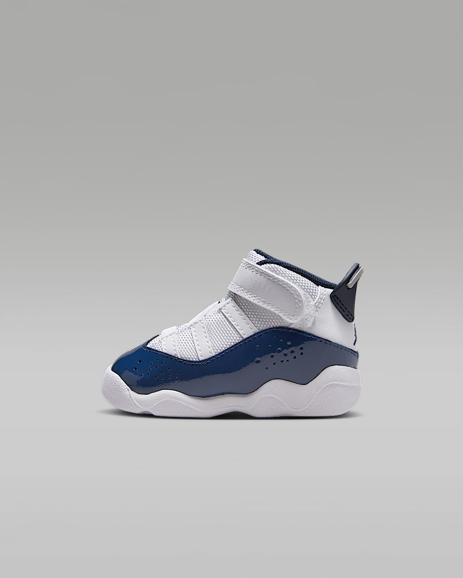 Tenis para bebé e infantil Jordan 6 Rings - Blanco/Gris neutro/Azul marino medianoche