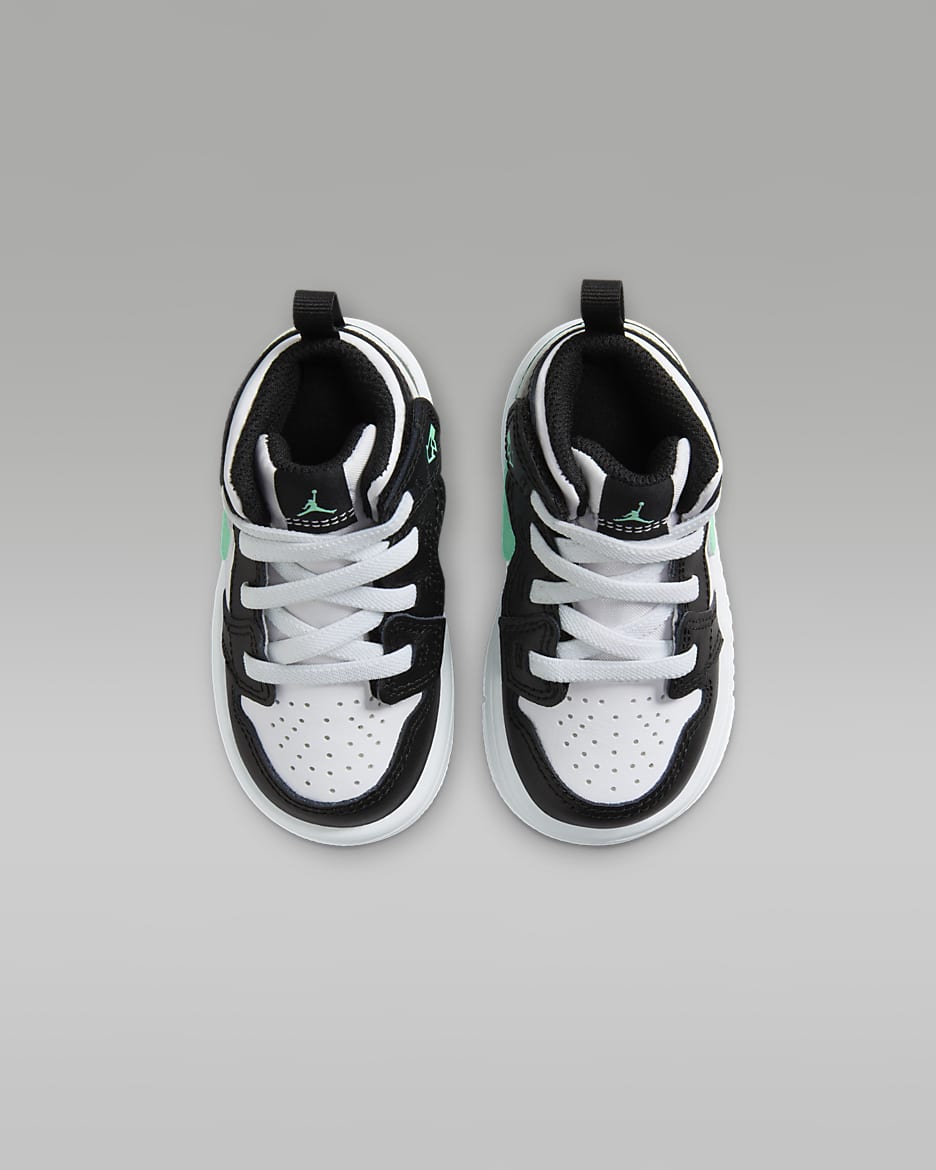 Jordan 1 Mid Alt Baby/Toddler Shoes - White/Black/Green Glow