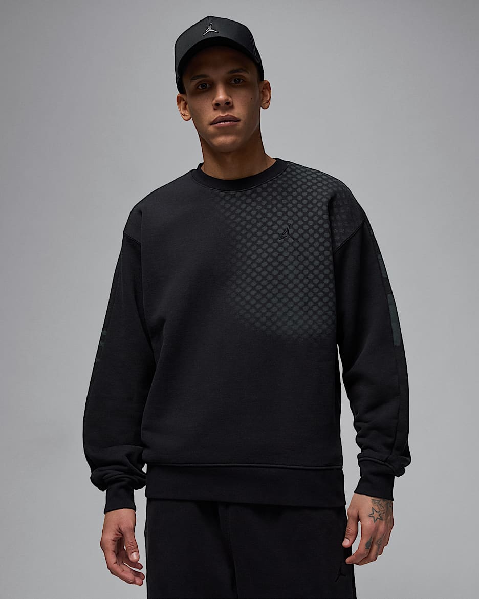 Suéter de cuello redondo sin cierre para hombre Jordan Flight Fleece "LNY" - Negro/Gris humo oscuro
