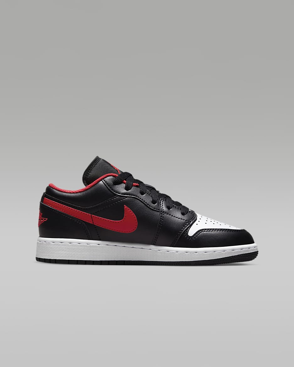 Air Jordan 1 Low Older Kids' Shoes - Black/White/Fire Red