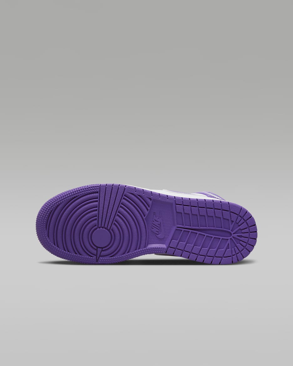 Chaussure Air Jordan 1 Mid pour ado - Purple Venom/Blanc