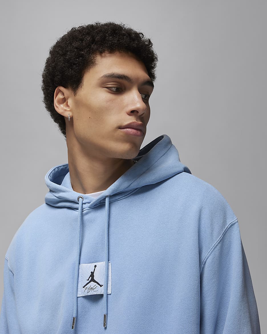 Jordan Flight Fleece Men's Washed Pullover Hoodie - Blue Grey