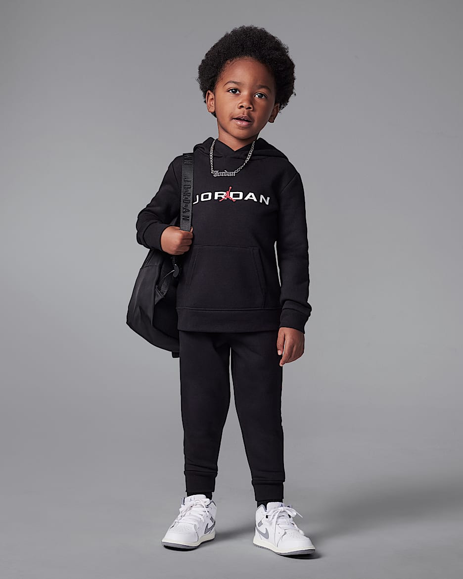 Conjunto de 2 piezas con sudadera con gorro sin cierre Baseline infantil Jordan - Negro