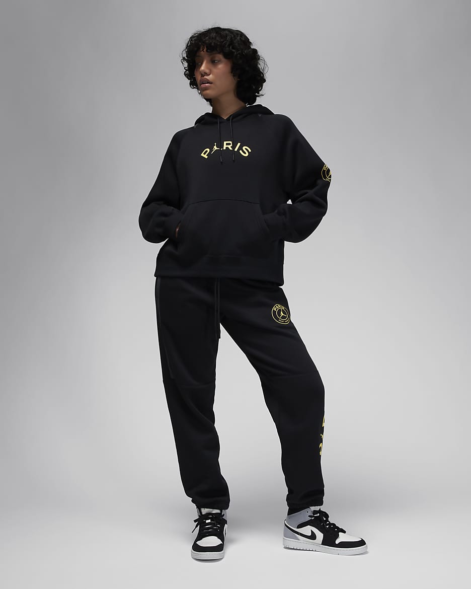 Felpa pullover da calcio con cappuccio Jordan Paris Saint-Germain Brooklyn Fleece – Donna - Nero/Antracite