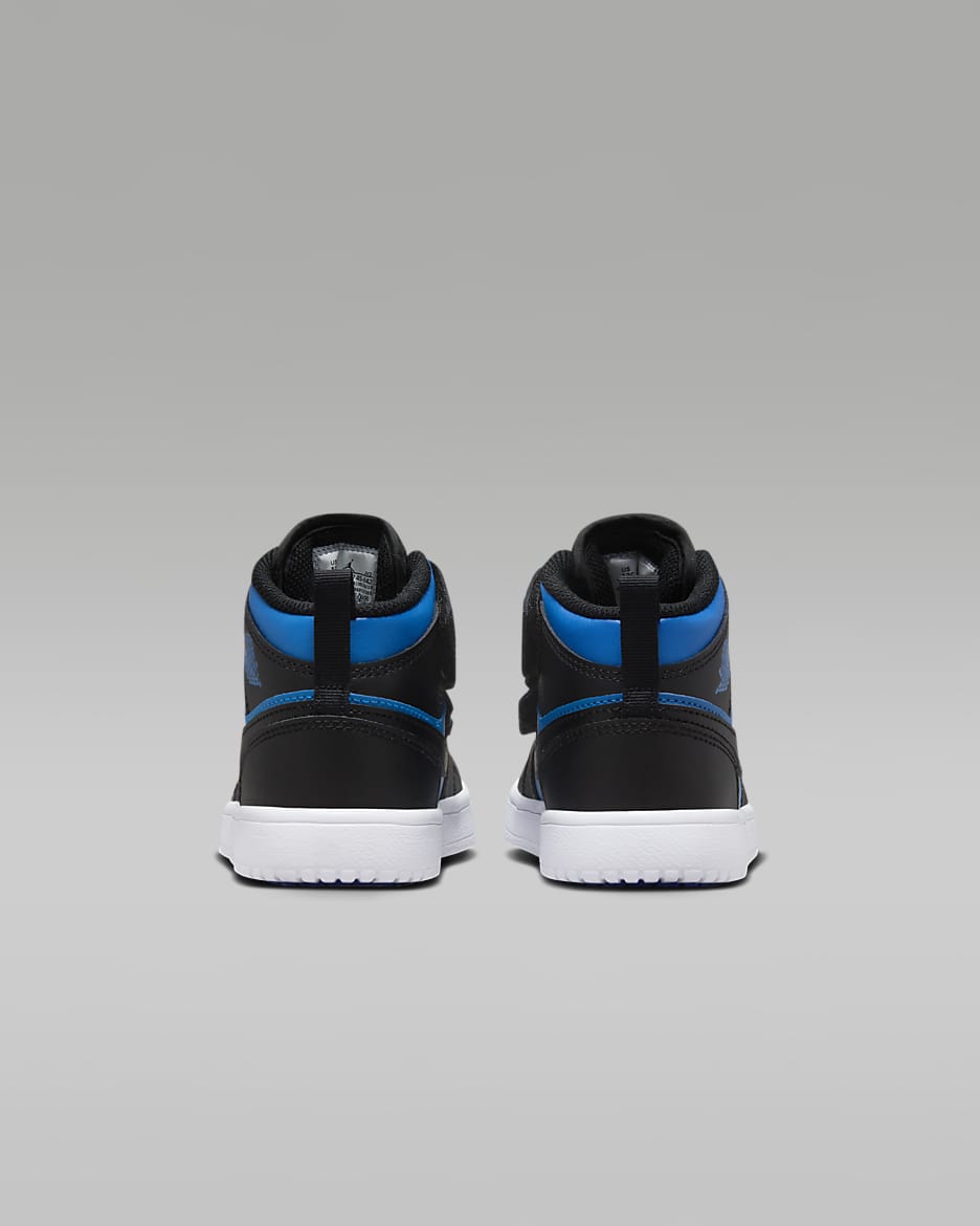 Calzado para niños de preescolar Jordan 1 Mid Alt - Negro/Negro/Blanco/Azul royal