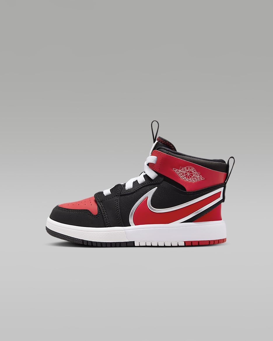 Jordan 1 中筒 RM EasyOn 小童鞋款 - 黑色/白色/University Red