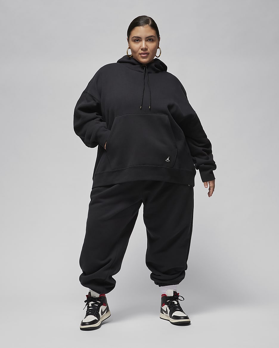 Sweat à capuche Jordan Flight Fleece pour femme (grande taille) - Noir