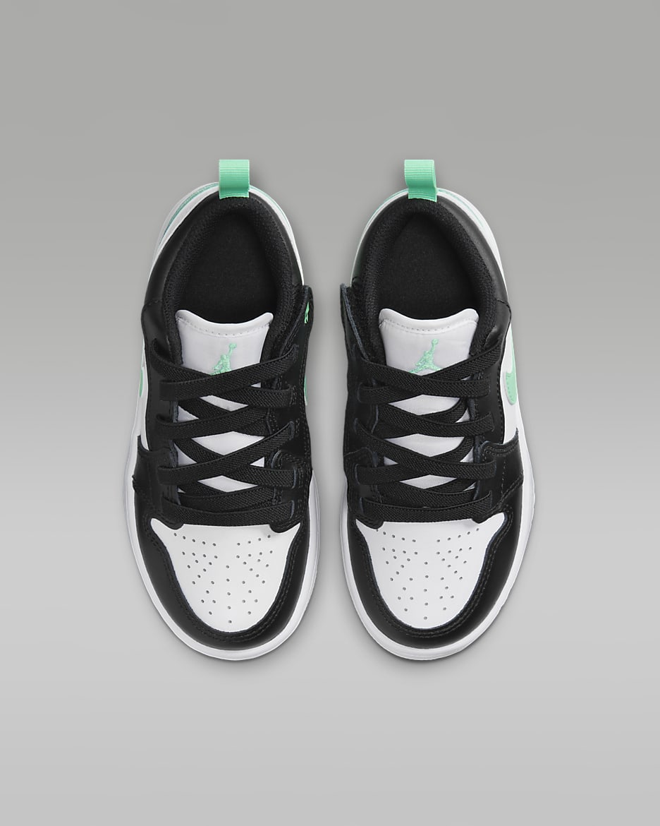 Jordan 1 Low Alt Younger Kids' Shoes - White/Green Glow/Black