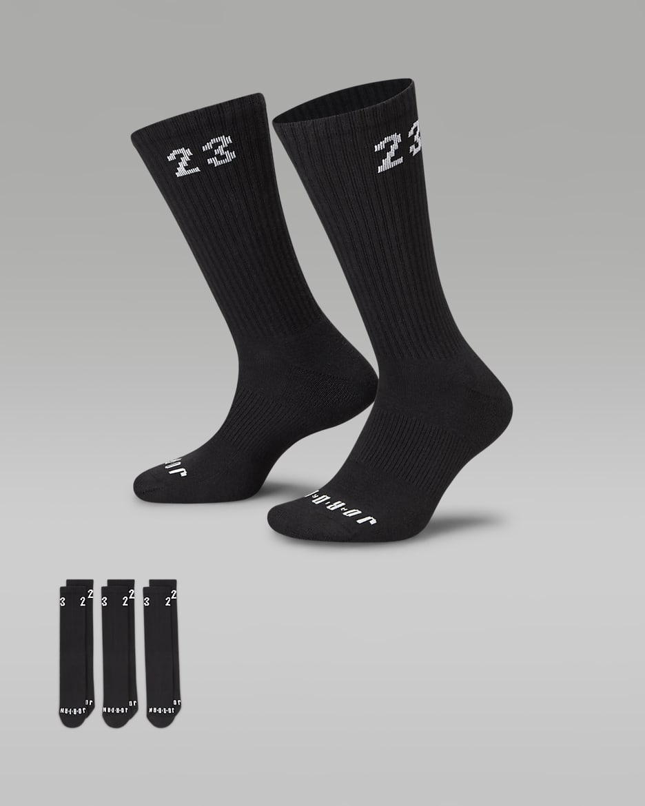 Jordan Essentials Crew Socks (3 Pairs) - Black/White