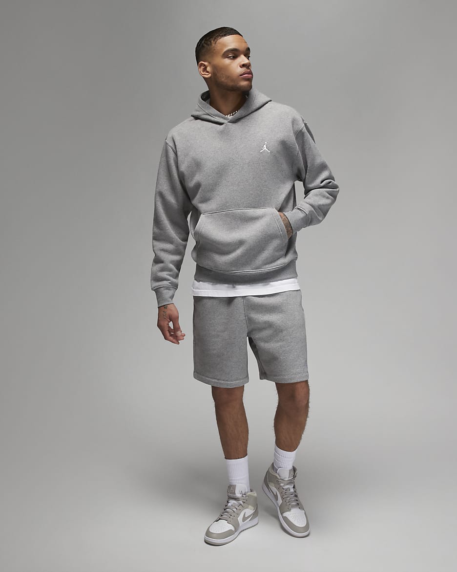 Sweat à capuche imprimé Jordan Brooklyn Fleece pour homme - Carbon Heather/Blanc