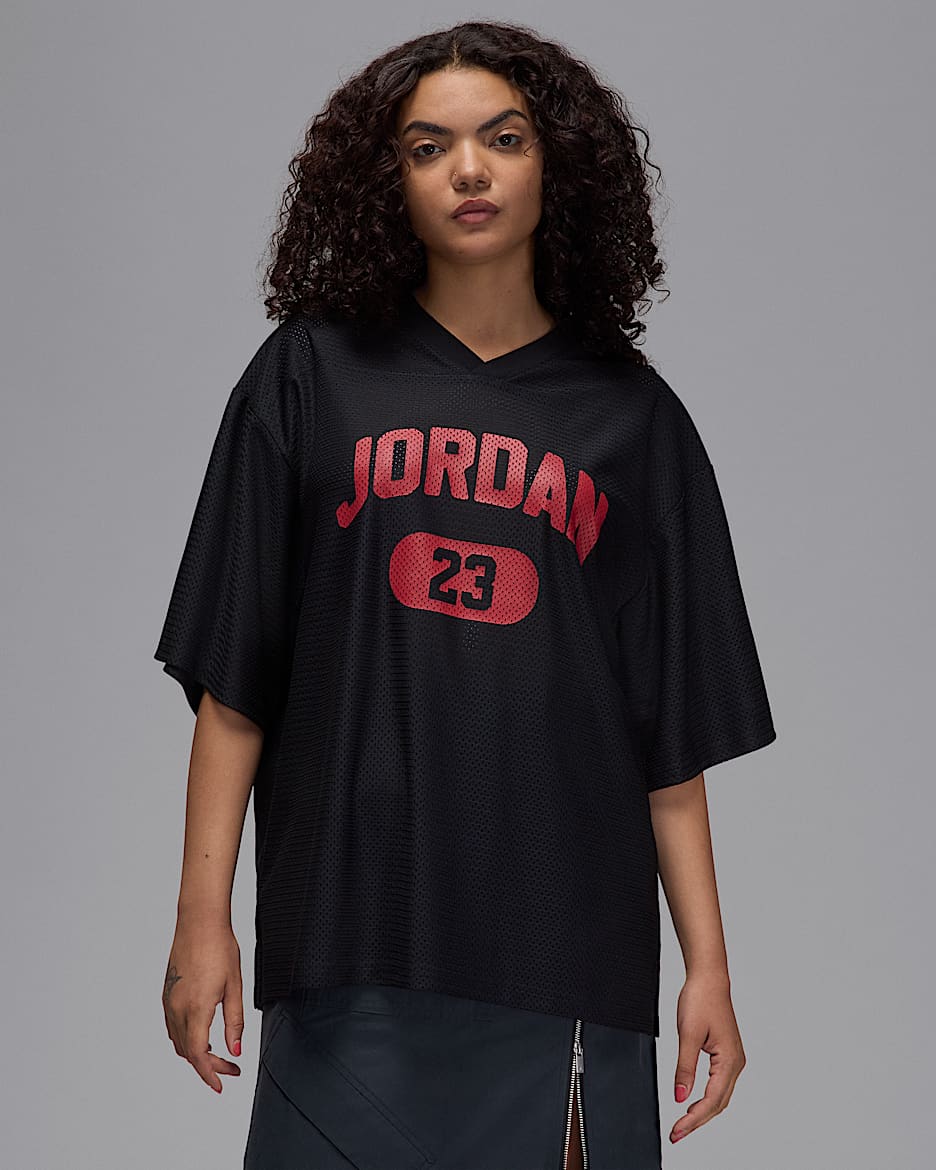 Jordan Brooklyn Women's Mesh Top - Black/Gym Red
