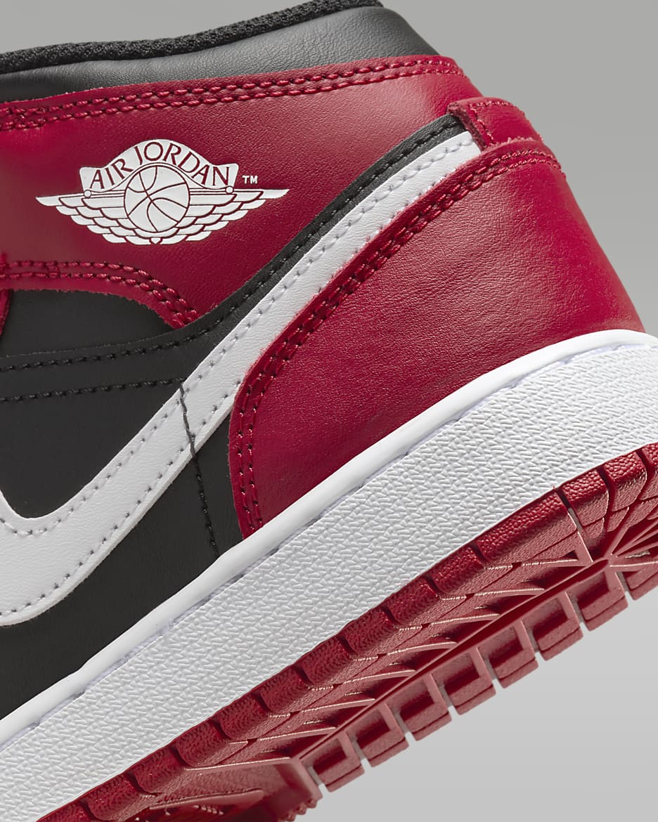 Air Jordan 1 Mid Older Kids' Shoes - Black/Gym Red/White
