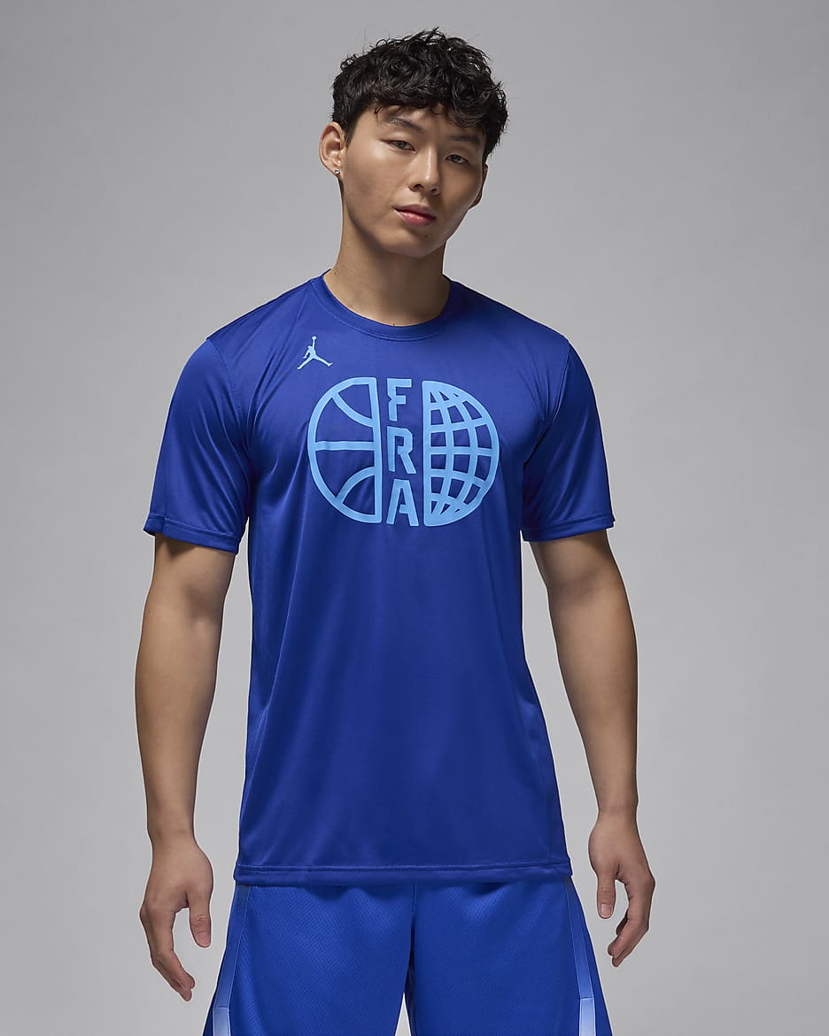 France Practice Men's Jordan Basketball T-Shirt - Old Royal/Old Royal/University Blue