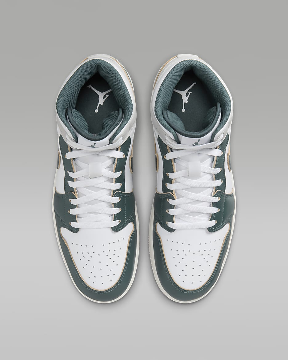 Air Jordan 1 Mid SE Men's Shoes - White/Sail/Neutral Grey/Oxidized Green