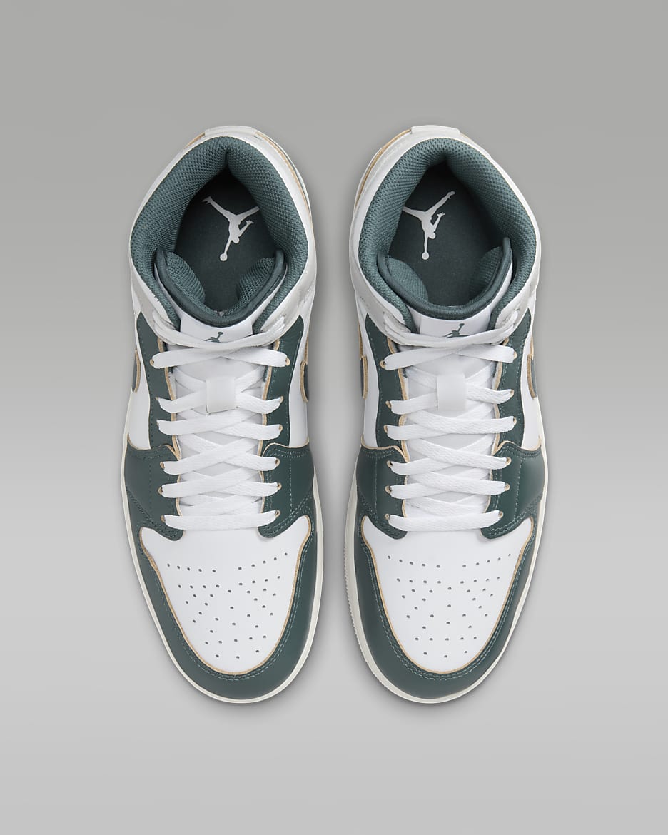 Air Jordan 1 Mid SE Men's Shoes - White/Sail/Neutral Grey/Oxidised Green