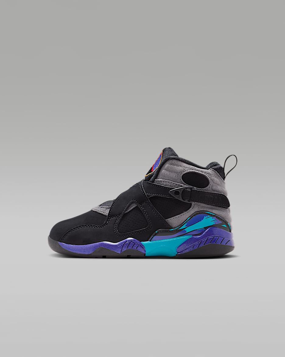 Jordan 8 Retro "Aqua" Little Kids' Shoes - Black/Multi-Color/Bright Concord/Multi-Color