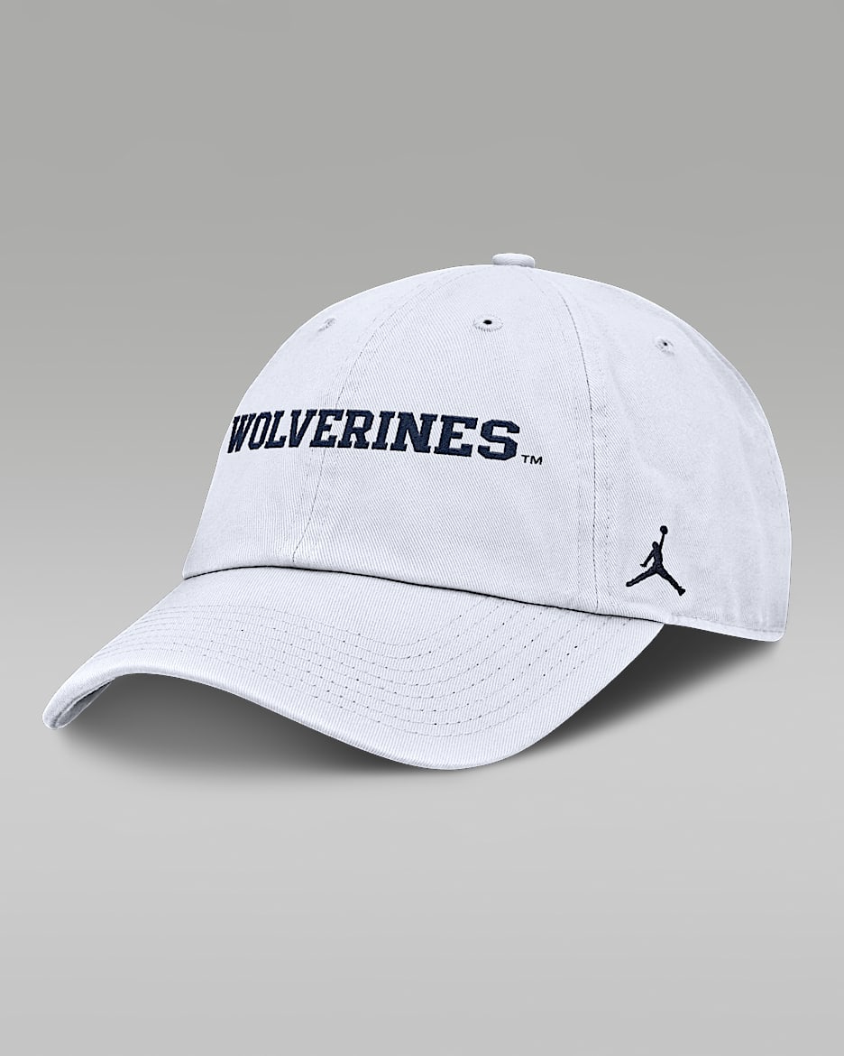 Michigan Wolverines Core Club Mascot Wordmark Men's Jordan Brand College Adjustable Hat - White