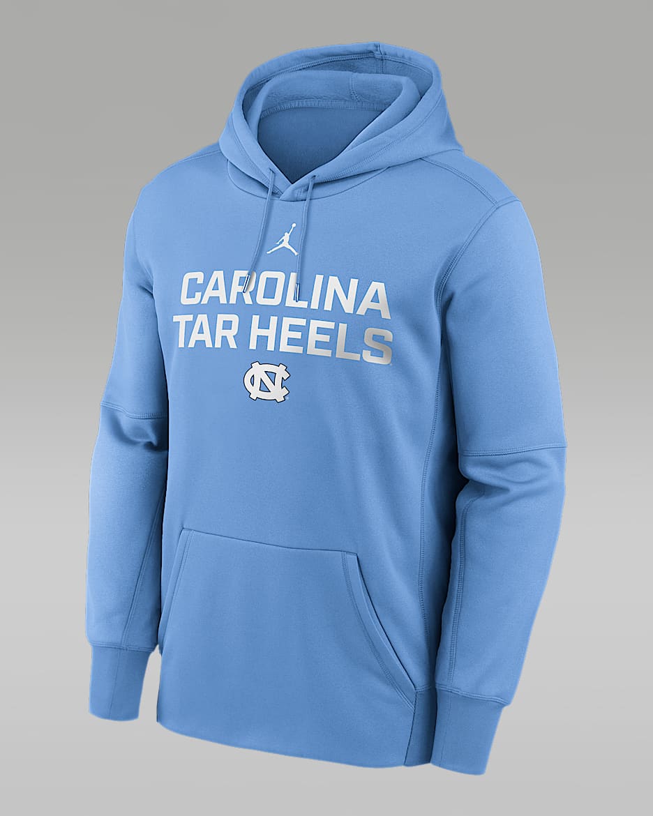 North Carolina Team Stacked Men’s Nike Therma College Pullover Hoodie - Light Blue