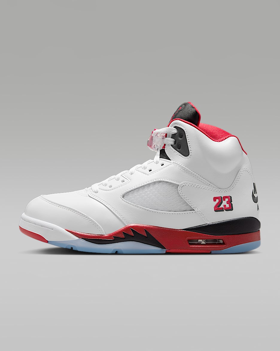 Air Jordan 5 Retro Tenis para hombre - Blanco/Negro/Rojo pasión