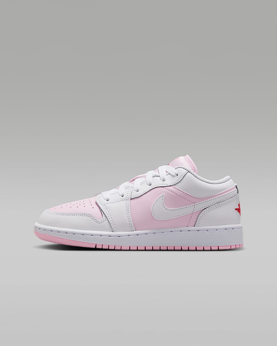 รองเท้าเด็กโต Air Jordan 1 Low - Pink Foam/Fire Red/ขาว