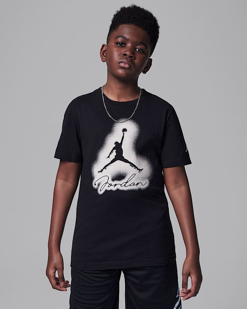 Playera Jordan aerografiada para niños talla grande Jordan MVP - Negro