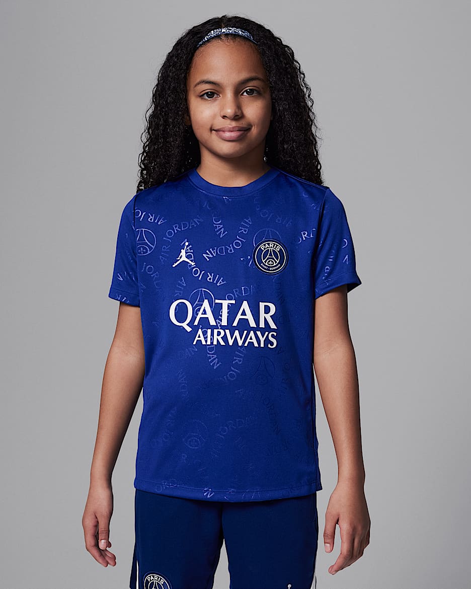Paris Saint-Germain Academy Pro Fourth Older Kids' Jordan Dri-FIT Football Short-Sleeve Pre-Match Top - Deep Royal Blue/Deep Royal Blue/Phantom