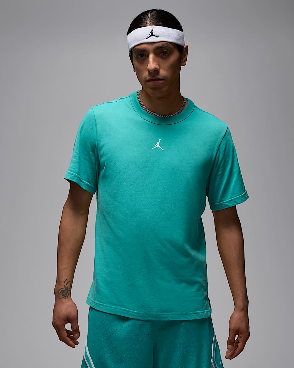 Playera de manga corta Dri-FIT para hombre Jordan Sport - Azul verdoso lavado/Blanco