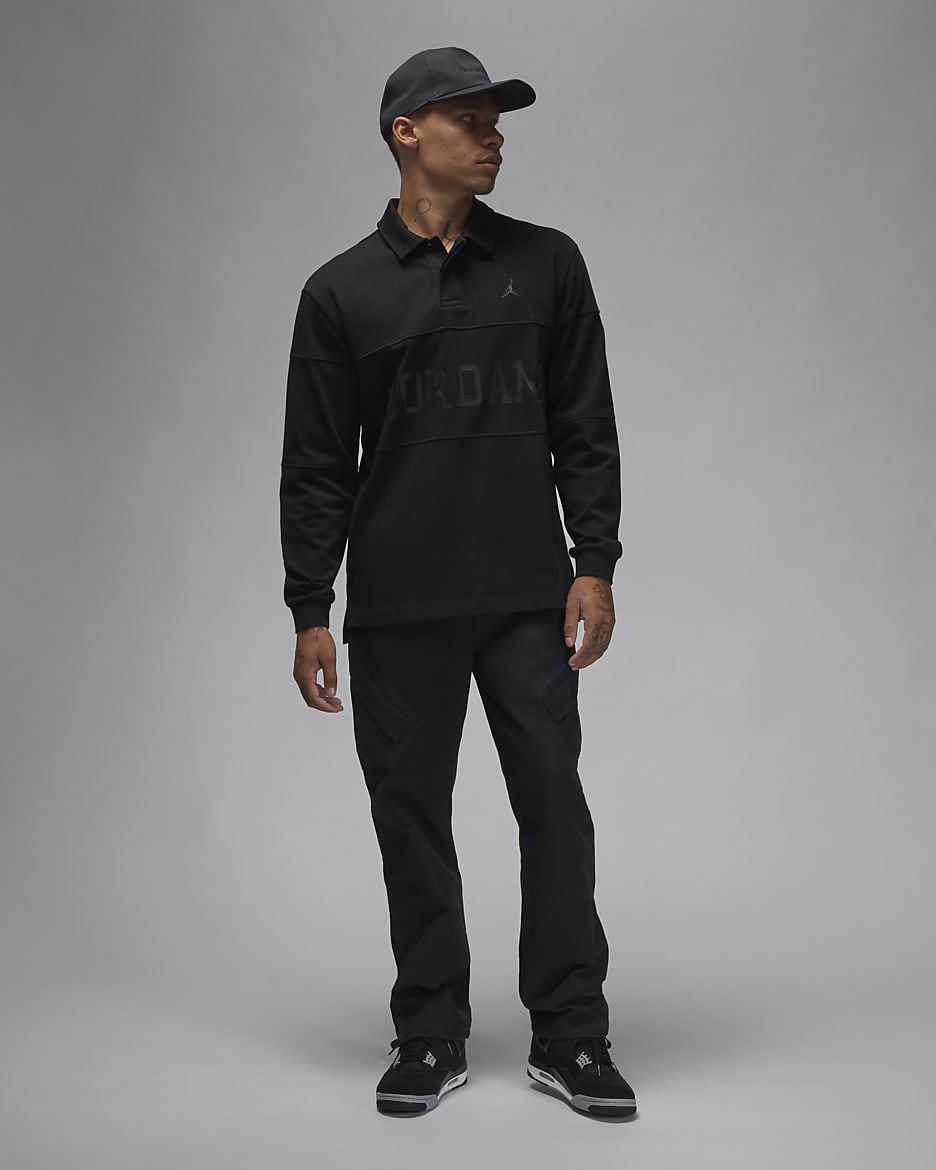 Jordan Essentials Men's Long-Sleeve Rugby Top - Black/Black