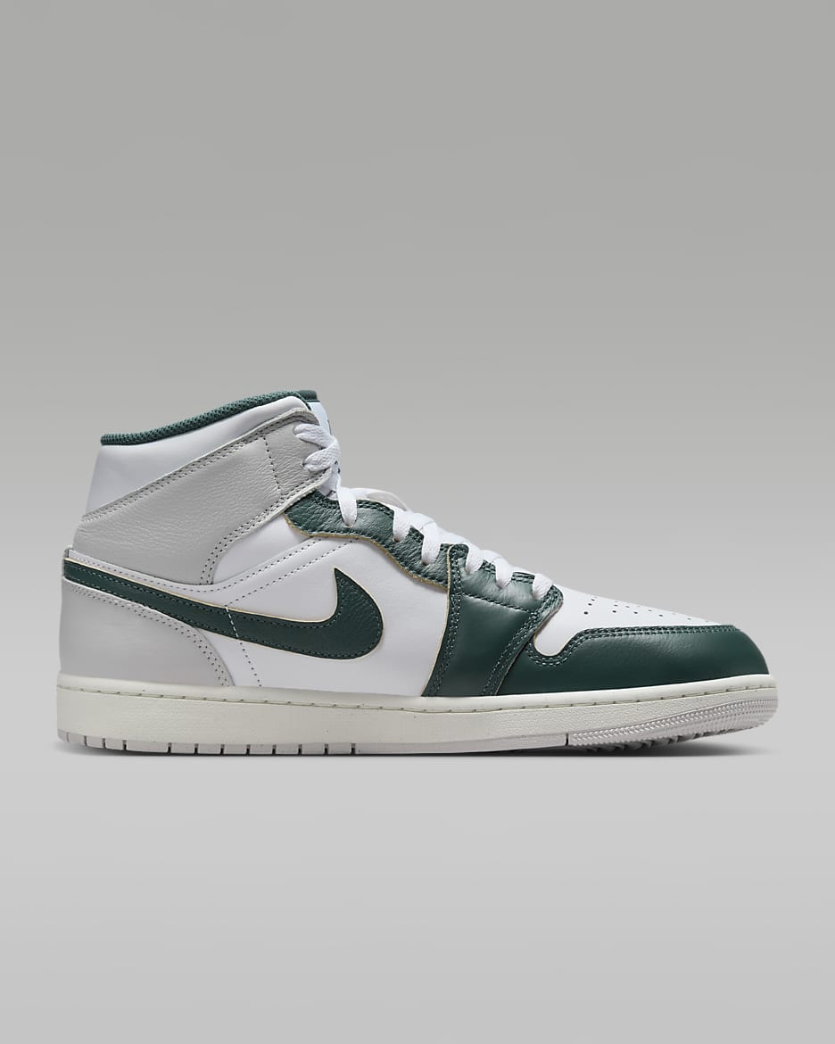 Air Jordan 1 Mid SE Men's Shoes - White/Sail/Neutral Grey/Oxidised Green