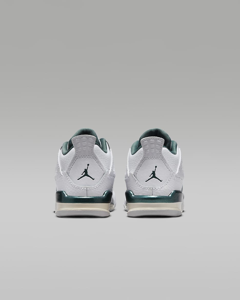 Jordan 4 Retro "Oxidized Green" Baby/Toddler Shoes - White/White/Neutral Grey/Oxidized Green