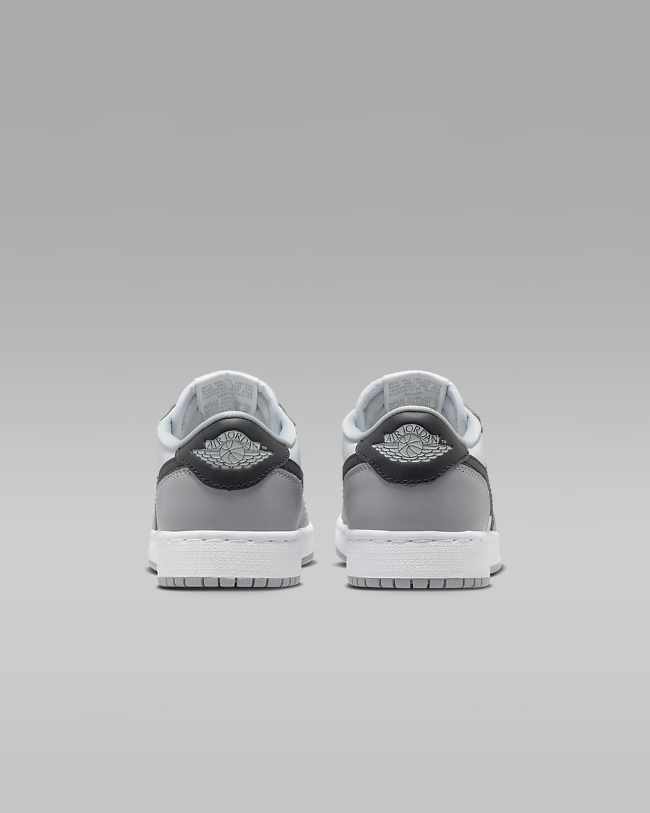 รองเท้าเด็กโต Air Jordan 1 Low OG "Wolf Grey" - ขาว/Wolf Grey/ดำ