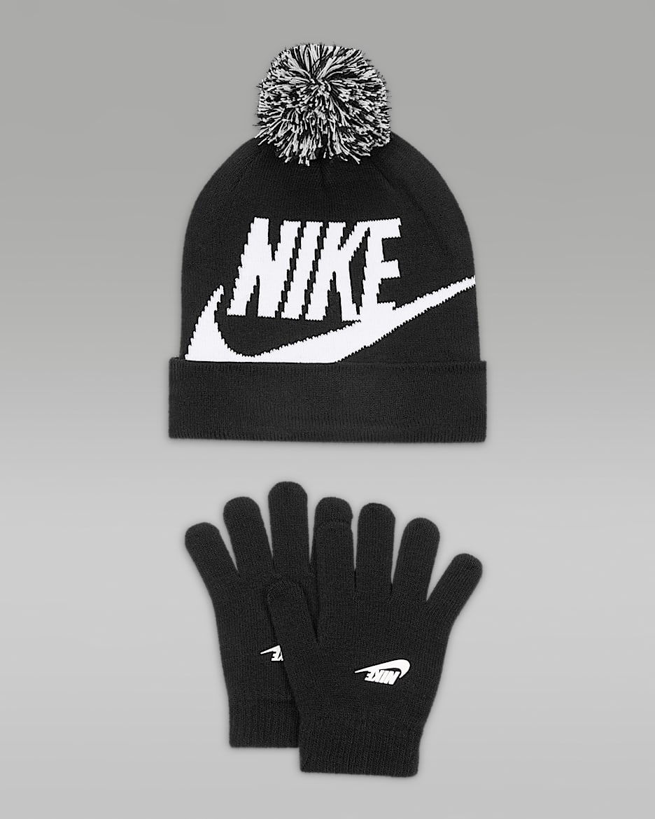 Nike Younger Kids' Beanie and Gloves Set - Black