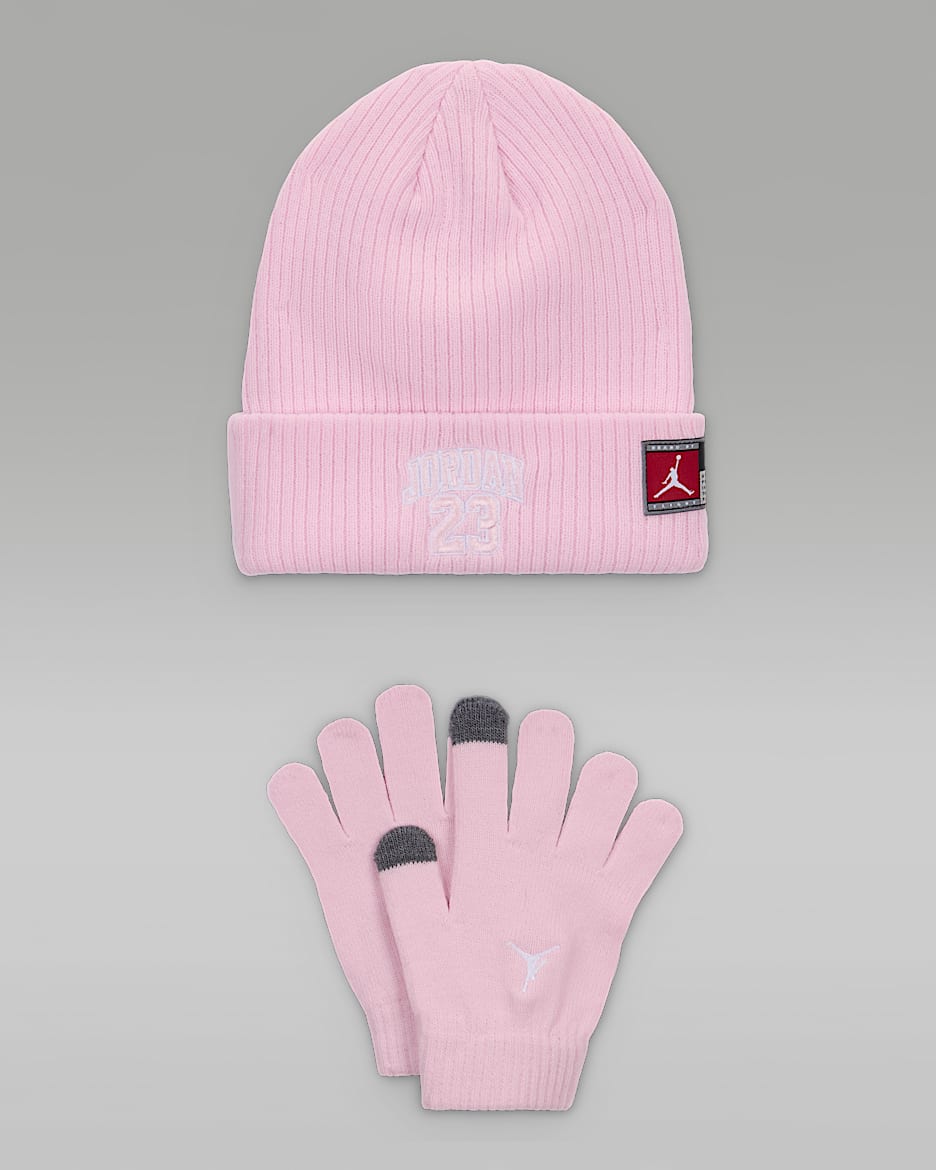 Jordan Older Kids' 2-Piece 23 Jersey Beanie Set - Pink Foam