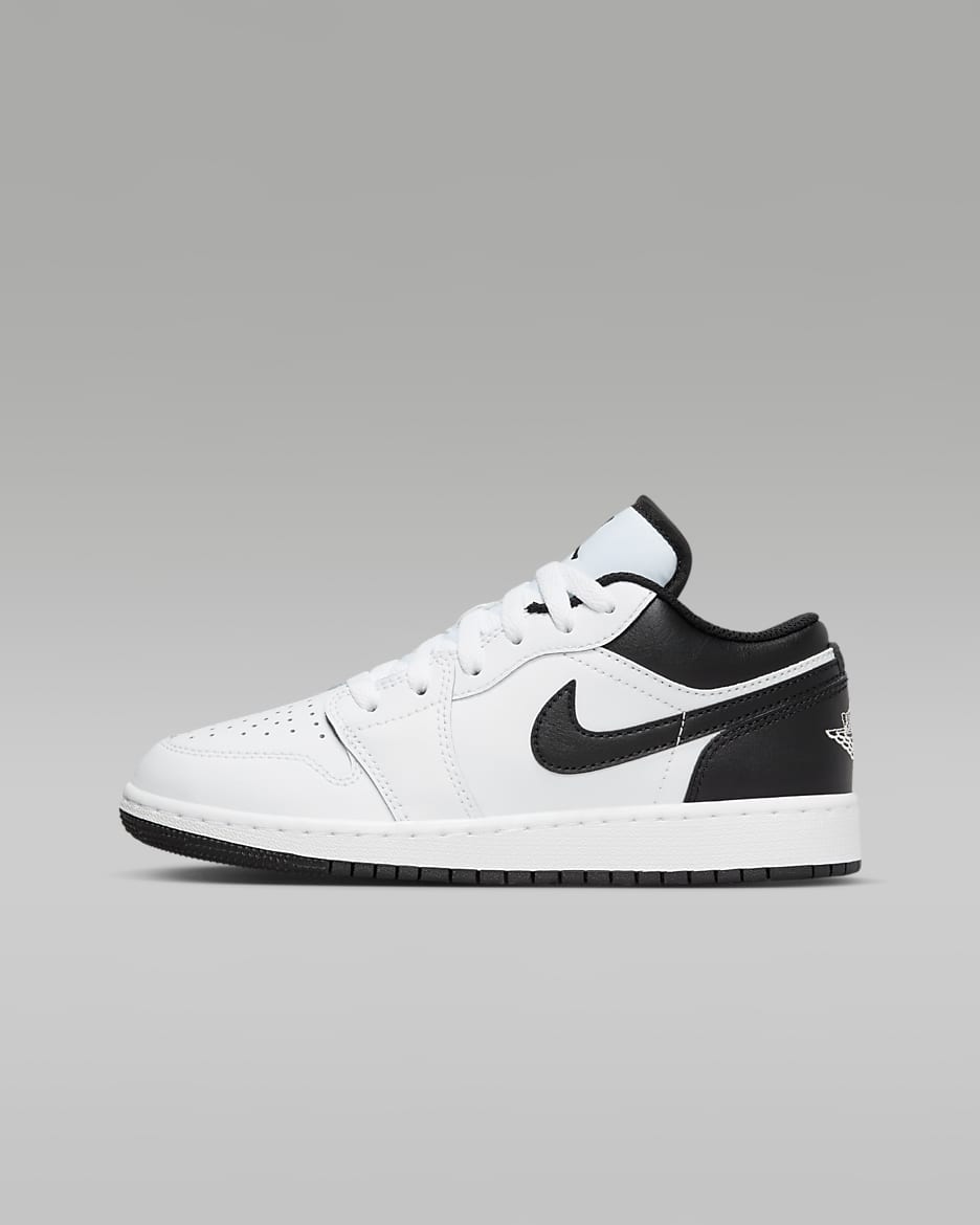 Air Jordan 1 Low Older Kids' Shoes - White/White/Black