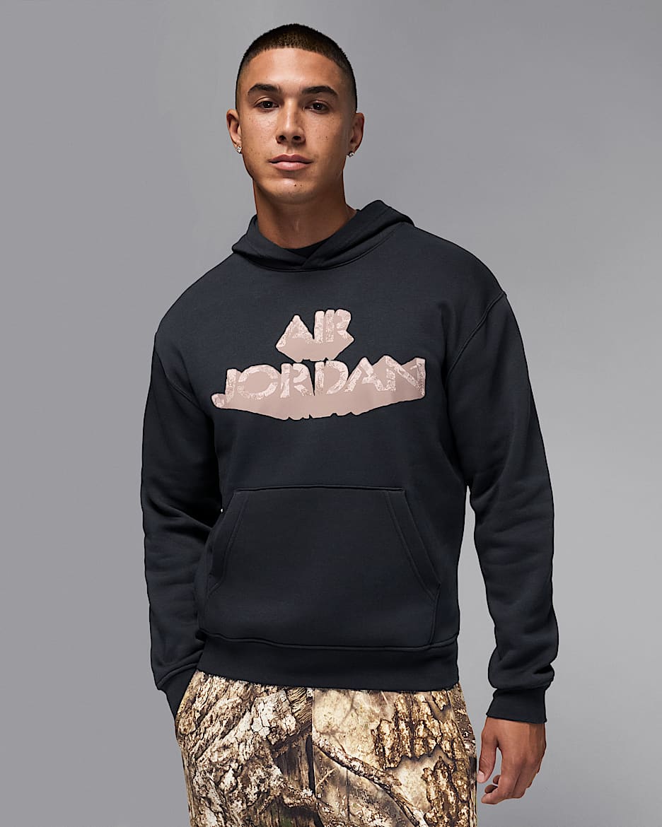 Jordan AJ4 Men's Fleece Pullover Hoodie - Black