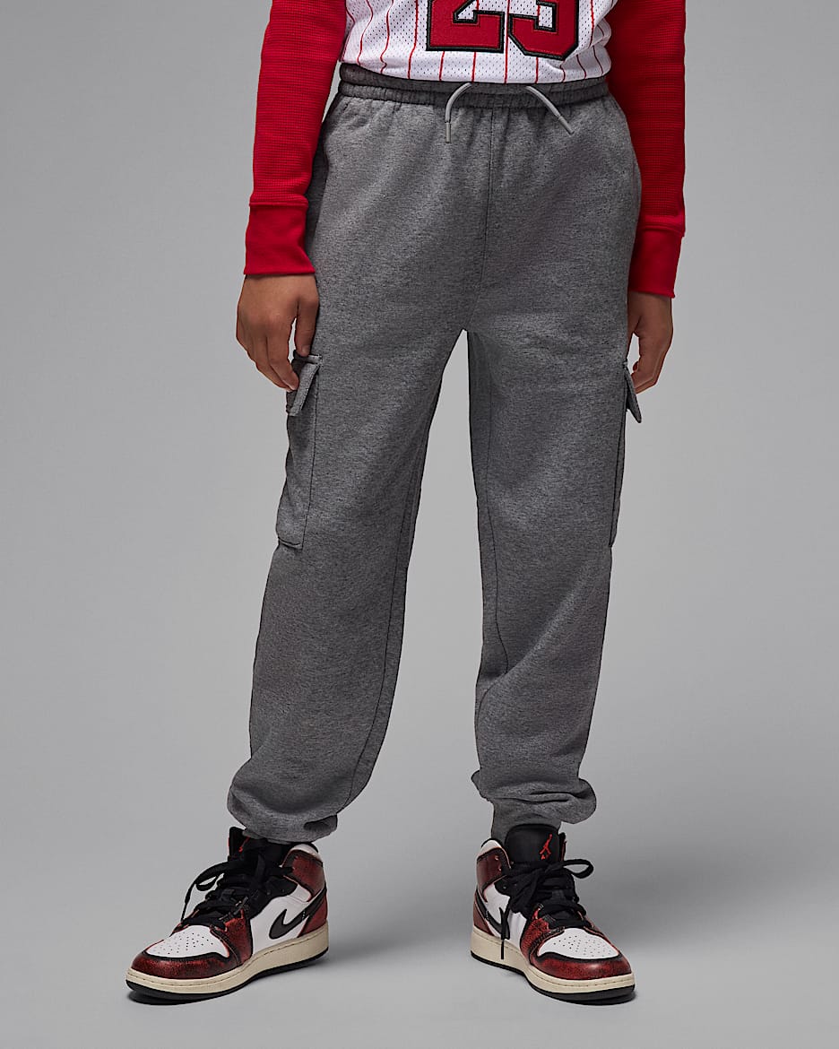 Jordan My Brooklyn Essentials cargobroek van fleece voor kids - Carbon Heather