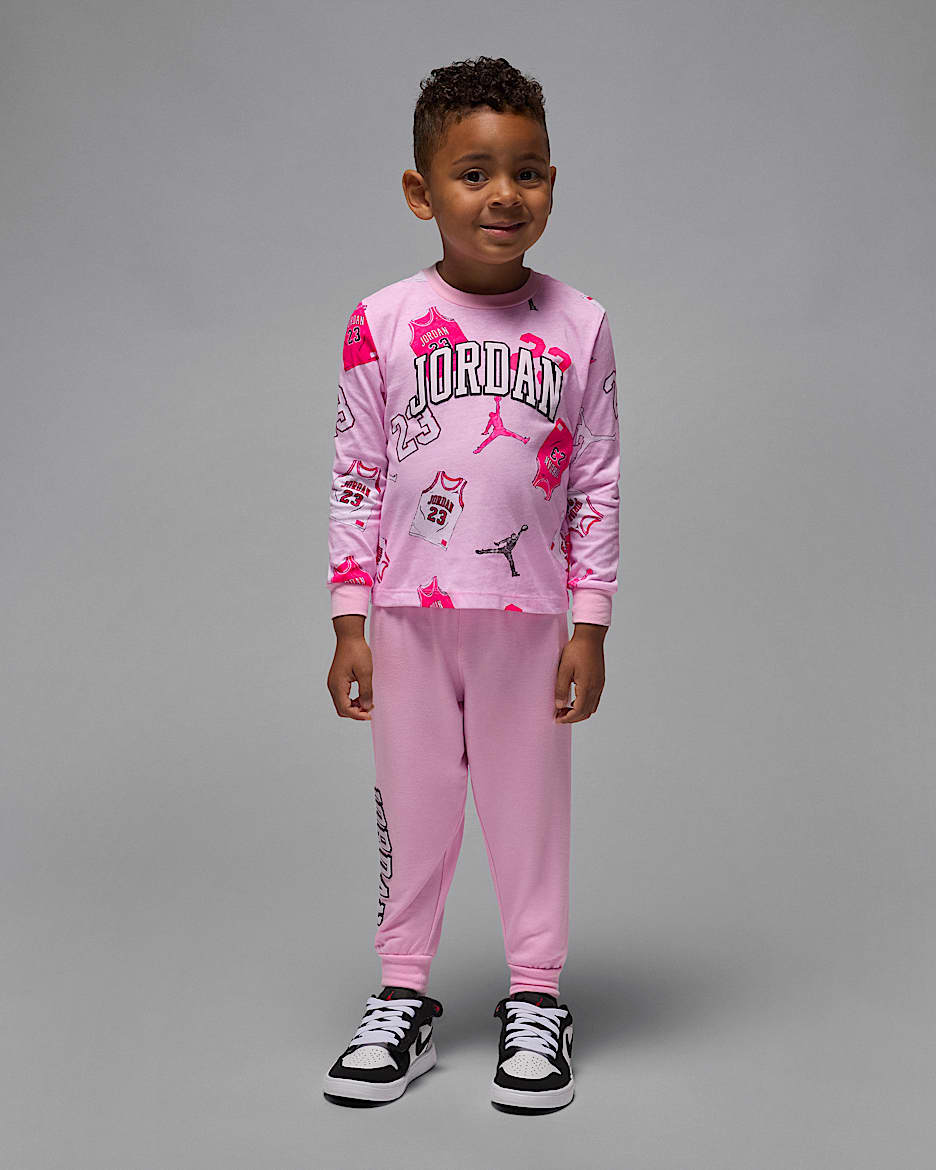 Jordan Toddler 23 Jersey Long Sleeve T-Shirt and Pants Set - Pink Foam