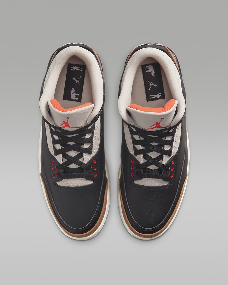 รองเท้าผู้ชาย Air Jordan 3 Retro - ดำ/Fossil Stone/Sail/Rush Orange