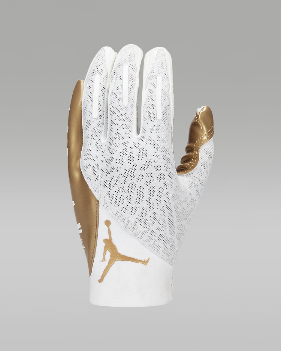 Jordan Knit Metallic Football Gloves (1 Pair) - White/Gold