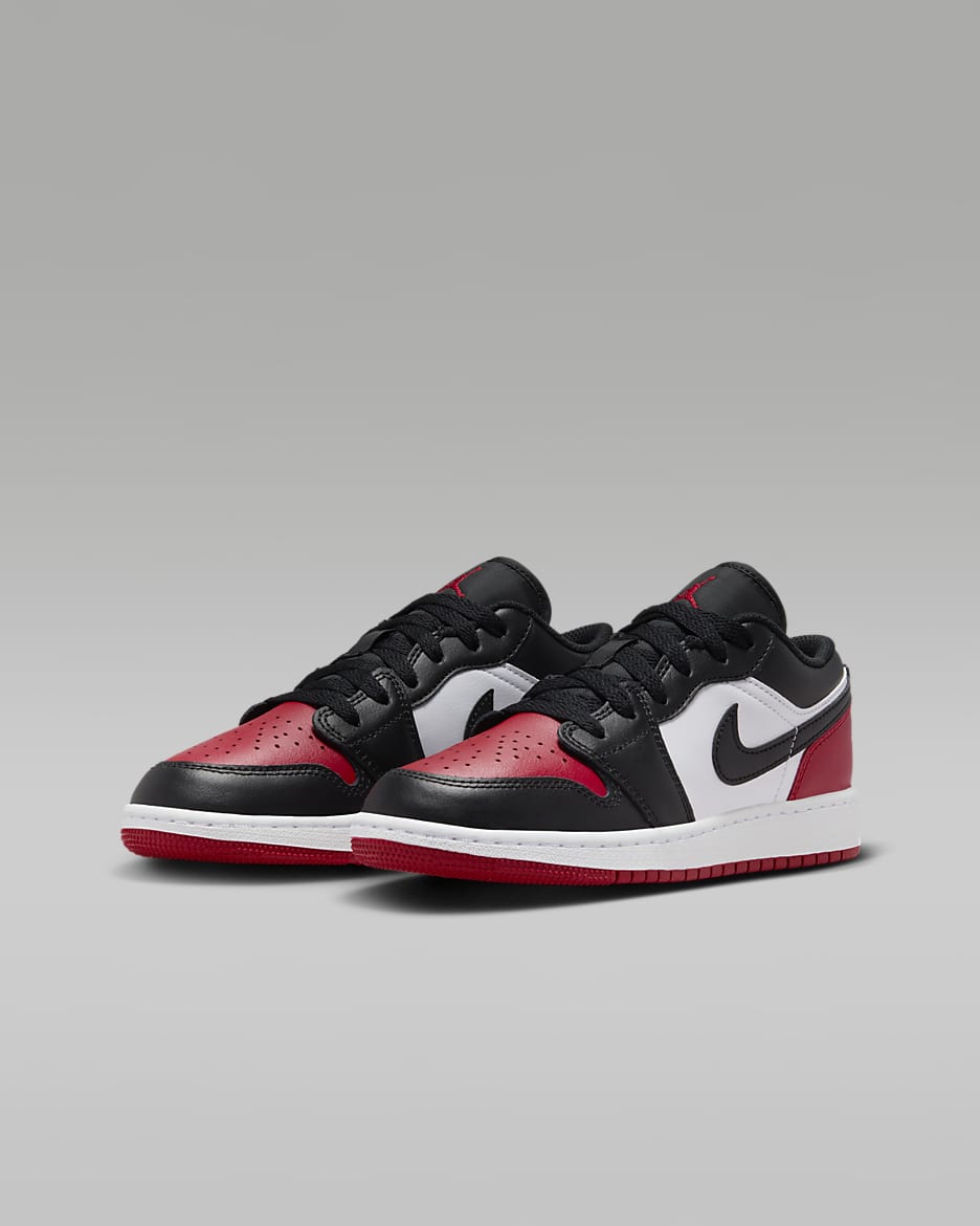 Air Jordan 1 Low Older Kids' Shoes - White/Varsity Red/White/Black