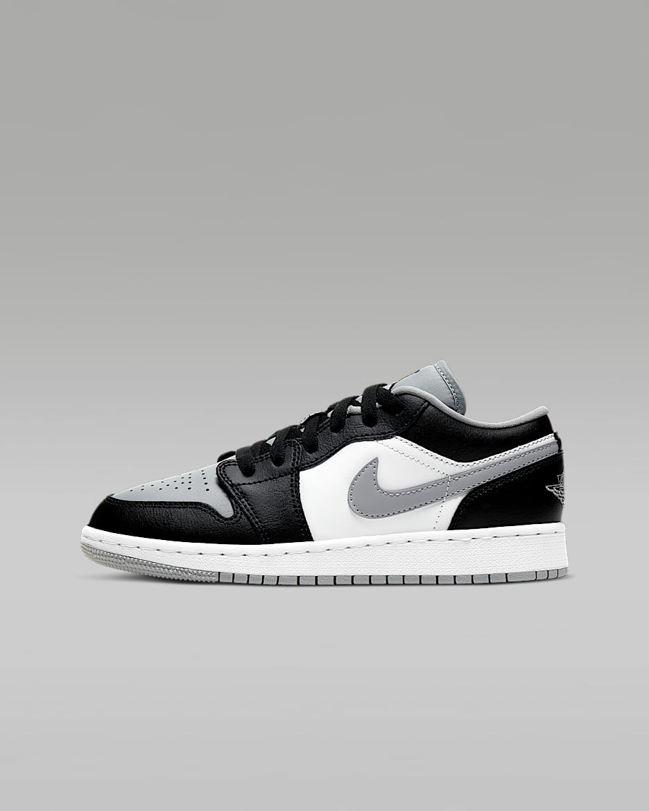Air Jordan 1 Low Kinderschoen - Zwart/Light Smoke Grey/Wit/Zwart