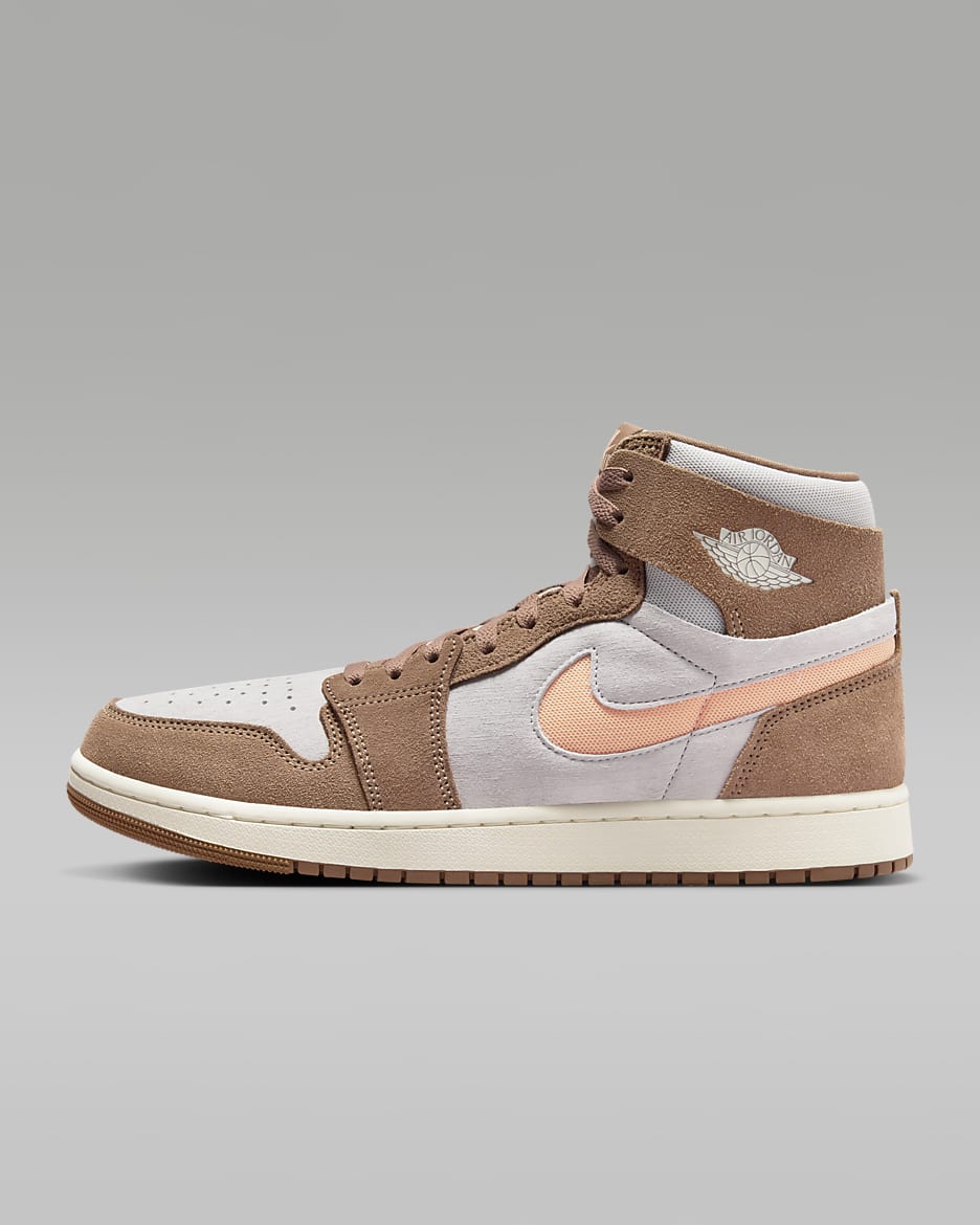 Air Jordan 1 Zoom CMFT 2 Men's Shoes - Archaeo Brown/Neutral Grey/Sail/Orange Chalk