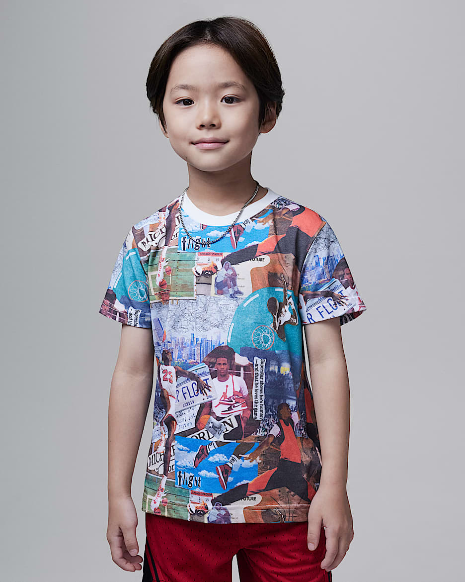 Playera con estampado de collage para preescolar Jordan MJ Brooklyn - Vela