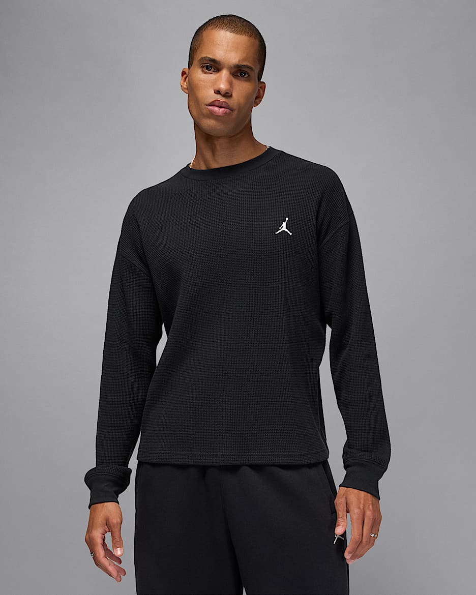 Jordan Flight Mountainside Men's Long-Sleeve Waffle Shirt - Black/White