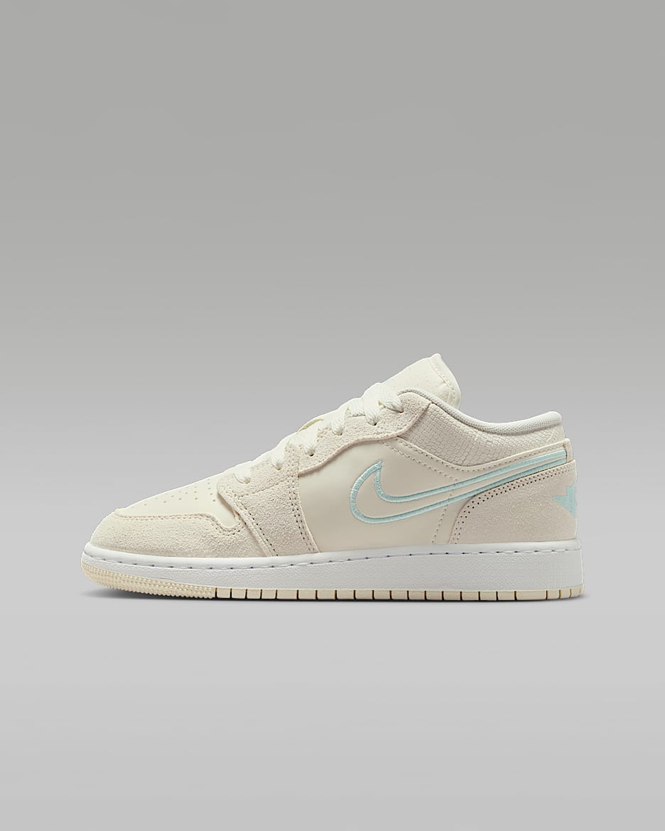 Tenis para niños grandes Air Jordan 1 Low SE - Vela/Blanco/Caramelo de menta