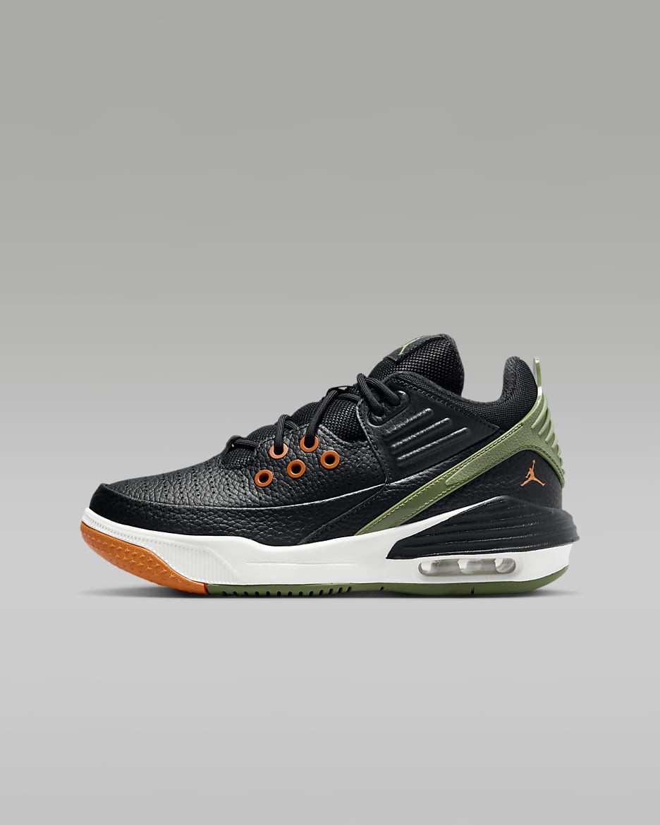 Jordan Max Aura 5 Older Kids' Shoes - Black/Bright Mandarin/Sail/Sky J Light Olive