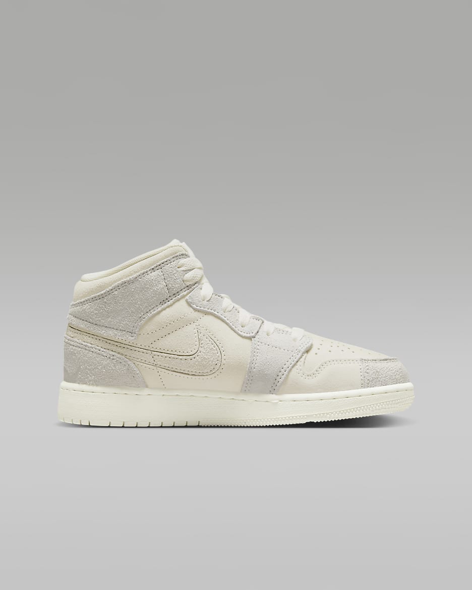 Air Jordan 1 Mid SE Craft Big Kids' Shoes - Pale Ivory/Legend Light Brown/Sail