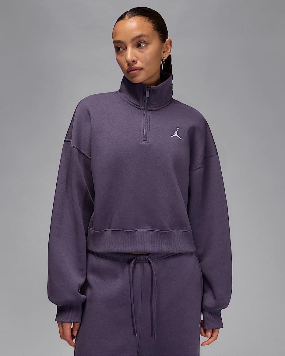 Jordan Brooklyn Fleece Women's 1/4-Zip Top - Dark Raisin/White