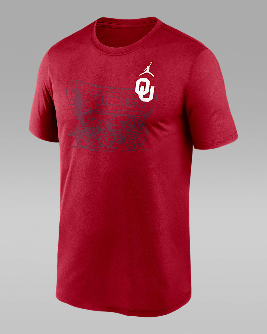 Oklahoma Campus Legend Shadow Logo Men's Nike Dri-FIT College T-Shirt - Crimson