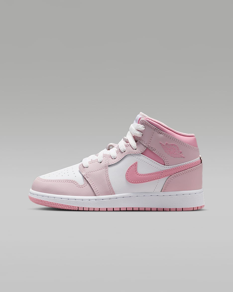 Air Jordan 1 Mid Big Kids' Shoes - Pearl Pink/White/Medium Soft Pink